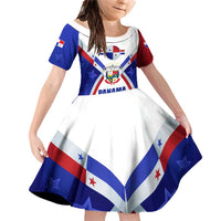 Panama Independence Day Family Matching Off Shoulder Short Dress and Hawaiian Shirt with National Coat of Arms and Red Blue Star Design - Wonder Print Shop