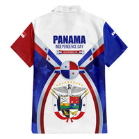 Panama Independence Day Family Matching Short Sleeve Bodycon Dress and Hawaiian Shirt with National Coat of Arms and Red Blue Star Design - Wonder Print Shop