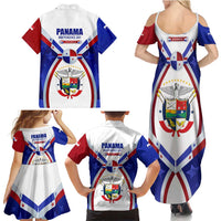 Panama Independence Day Family Matching Summer Maxi Dress and Hawaiian Shirt with National Coat of Arms and Red Blue Star Design - Wonder Print Shop