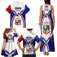 Panama Independence Day Family Matching Tank Maxi Dress and Hawaiian Shirt with National Coat of Arms and Red Blue Star Design - Wonder Print Shop