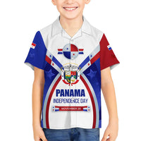 Panama Independence Day Family Matching Tank Maxi Dress and Hawaiian Shirt with National Coat of Arms and Red Blue Star Design - Wonder Print Shop