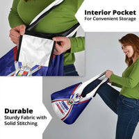 Panama Independence Day Grocery Bag with National Coat of Arms and Red Blue Star Design - Wonder Print Shop