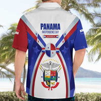 Panama Independence Day Hawaiian Shirt with National Coat of Arms and Red Blue Star Design - Wonder Print Shop