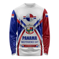 Panama Independence Day Long Sleeve Shirt with National Coat of Arms and Red Blue Star Design - Wonder Print Shop