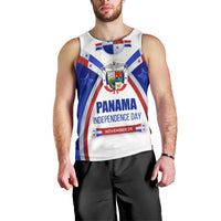 Panama Independence Day Men Tank Top with National Coat of Arms and Red Blue Star Design - Wonder Print Shop