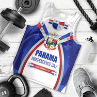 Panama Independence Day Men Tank Top with National Coat of Arms and Red Blue Star Design - Wonder Print Shop