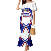 Panama Independence Day Mermaid Dress with National Coat of Arms and Red Blue Star Design - Wonder Print Shop