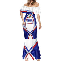 Panama Independence Day Mermaid Dress with National Coat of Arms and Red Blue Star Design - Wonder Print Shop
