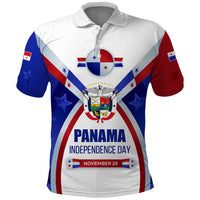Panama Independence Day Polo Shirt with National Coat of Arms and Red Blue Star Design - Wonder Print Shop
