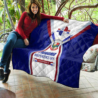 Panama Independence Day Quilt with National Coat of Arms and Red Blue Star Design - Wonder Print Shop
