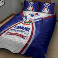 Panama Independence Day Quilt Bed Set with National Coat of Arms and Red Blue Star Design - Wonder Print Shop