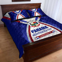 Panama Independence Day Quilt Bed Set with National Coat of Arms and Red Blue Star Design - Wonder Print Shop