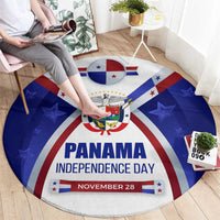 Panama Independence Day Round Carpet with National Coat of Arms and Red Blue Star Design - Wonder Print Shop