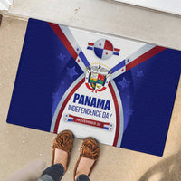 Panama Independence Day Rubber Doormat with National Coat of Arms and Red Blue Star Design - Wonder Print Shop