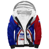Panama Independence Day Sherpa Hoodie with National Coat of Arms and Red Blue Star Design - Wonder Print Shop