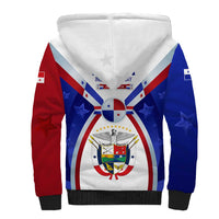 Panama Independence Day Sherpa Hoodie with National Coat of Arms and Red Blue Star Design - Wonder Print Shop