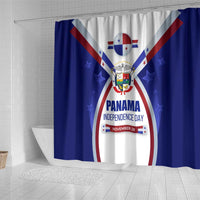 Panama Independence Day Shower Curtain with National Coat of Arms and Red Blue Star Design - Wonder Print Shop