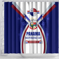 Panama Independence Day Shower Curtain with National Coat of Arms and Red Blue Star Design - Wonder Print Shop