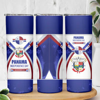 Panama Independence Day Skinny Tumbler with National Coat of Arms and Red Blue Star Design - Wonder Print Shop