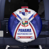 Panama Independence Day Spare Tire Cover with National Coat of Arms and Red Blue Star Design - Wonder Print Shop
