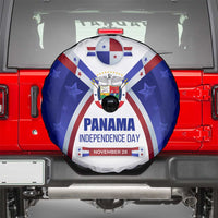 Panama Independence Day Spare Tire Cover with National Coat of Arms and Red Blue Star Design - Wonder Print Shop