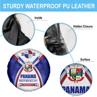 Panama Independence Day Spare Tire Cover with National Coat of Arms and Red Blue Star Design - Wonder Print Shop