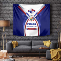 Panama Independence Day Tapestry with National Coat of Arms and Red Blue Star Design - Wonder Print Shop