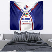 Panama Independence Day Tapestry with National Coat of Arms and Red Blue Star Design - Wonder Print Shop