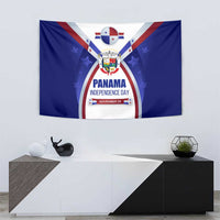 Panama Independence Day Tapestry with National Coat of Arms and Red Blue Star Design - Wonder Print Shop