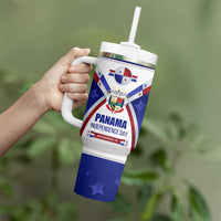 Panama Independence Day Tumbler With Handle with National Coat of Arms and Red Blue Star Design - Wonder Print Shop