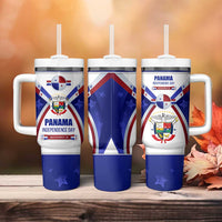 Panama Independence Day Tumbler With Handle with National Coat of Arms and Red Blue Star Design - Wonder Print Shop