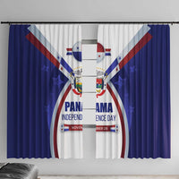 Panama Independence Day Window Curtain with National Coat of Arms and Red Blue Star Design - Wonder Print Shop