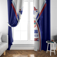 Panama Independence Day Window Curtain with National Coat of Arms and Red Blue Star Design - Wonder Print Shop