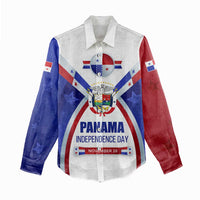 Panama Independence Day Women Casual Shirt with National Coat of Arms and Red Blue Star Design - Wonder Print Shop