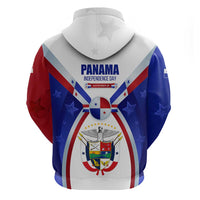 Panama Independence Day Zip Hoodie with National Coat of Arms and Red Blue Star Design - Wonder Print Shop
