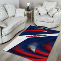 Panama Diagonal Stripe Design Area Rug with Bold Red Blue Star and Flag Accents - Wonder Print Shop
