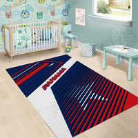 Panama Diagonal Stripe Design Area Rug with Bold Red Blue Star and Flag Accents - Wonder Print Shop
