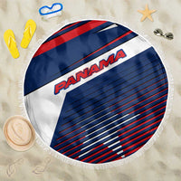 Panama Diagonal Stripe Design Beach Blanket with Bold Red Blue Star and Flag Accents - Wonder Print Shop
