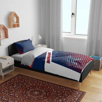Panama Diagonal Stripe Design Bedding Set with Bold Red Blue Star and Flag Accents - Wonder Print Shop