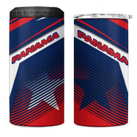 Panama Diagonal Stripe Design 4 in 1 Can Cooler Tumbler with Bold Red Blue Star and Flag Accents - Wonder Print Shop