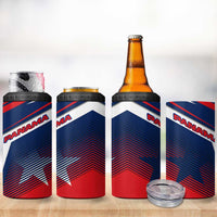 Panama Diagonal Stripe Design 4 in 1 Can Cooler Tumbler with Bold Red Blue Star and Flag Accents - Wonder Print Shop