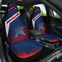 Panama Diagonal Stripe Design Car Seat Cover with Bold Red Blue Star and Flag Accents - Wonder Print Shop