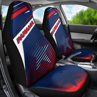 Panama Diagonal Stripe Design Car Seat Cover with Bold Red Blue Star and Flag Accents - Wonder Print Shop