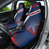 Panama Diagonal Stripe Design Car Seat Cover with Bold Red Blue Star and Flag Accents - Wonder Print Shop