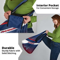 Panama Diagonal Stripe Design Grocery Bag with Bold Red Blue Star and Flag Accents - Wonder Print Shop