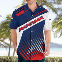 Panama Diagonal Stripe Design Hawaiian Shirt with Bold Red Blue Star and Flag Accents - Wonder Print Shop