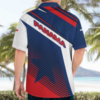Panama Diagonal Stripe Design Hawaiian Shirt with Bold Red Blue Star and Flag Accents - Wonder Print Shop