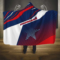 Panama Diagonal Stripe Design Hooded Blanket with Bold Red Blue Star and Flag Accents - Wonder Print Shop