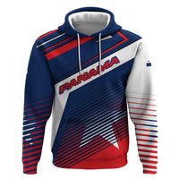 Panama Diagonal Stripe Design Hoodie with Bold Red Blue Star and Flag Accents - Wonder Print Shop