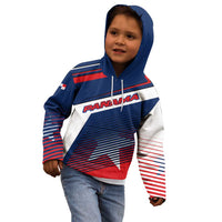 Panama Diagonal Stripe Design Kid Hoodie with Bold Red Blue Star and Flag Accents - Wonder Print Shop